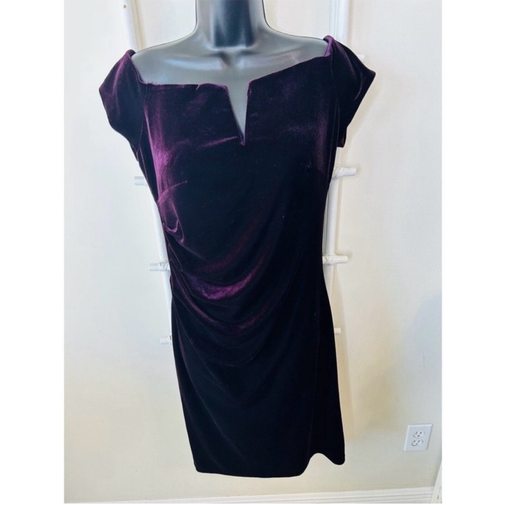 Xscape Off the Shoulder Purple Velvet Dress. Size 12